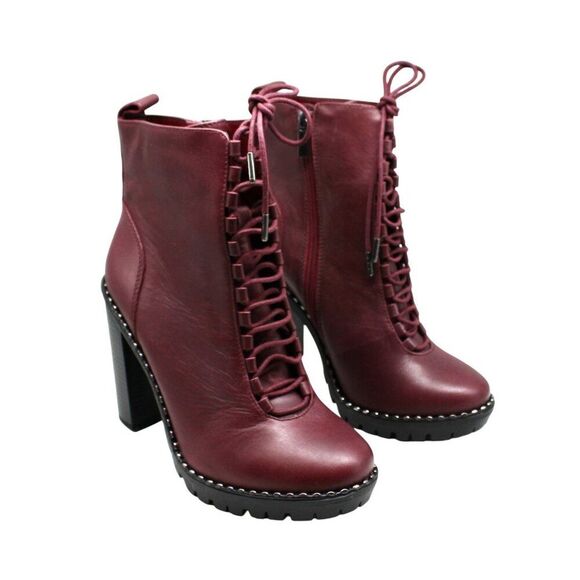 BCBGeneration Women's Parina Block Heel Leather Booties - Purple - Size 8.5 - Picture 2 of 9